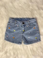 Çiçekli Denim Şort