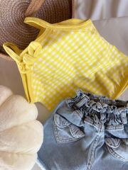 Orj. Zr. Marka kalp detaylı cepli denim şort